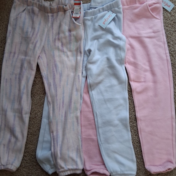 3 PAIR / GIRLS Size LARGE 10 12 Plus / NWT Fleece JOGGERS PJ BOTTOMS / 3 COLORS - Picture 1 of 10